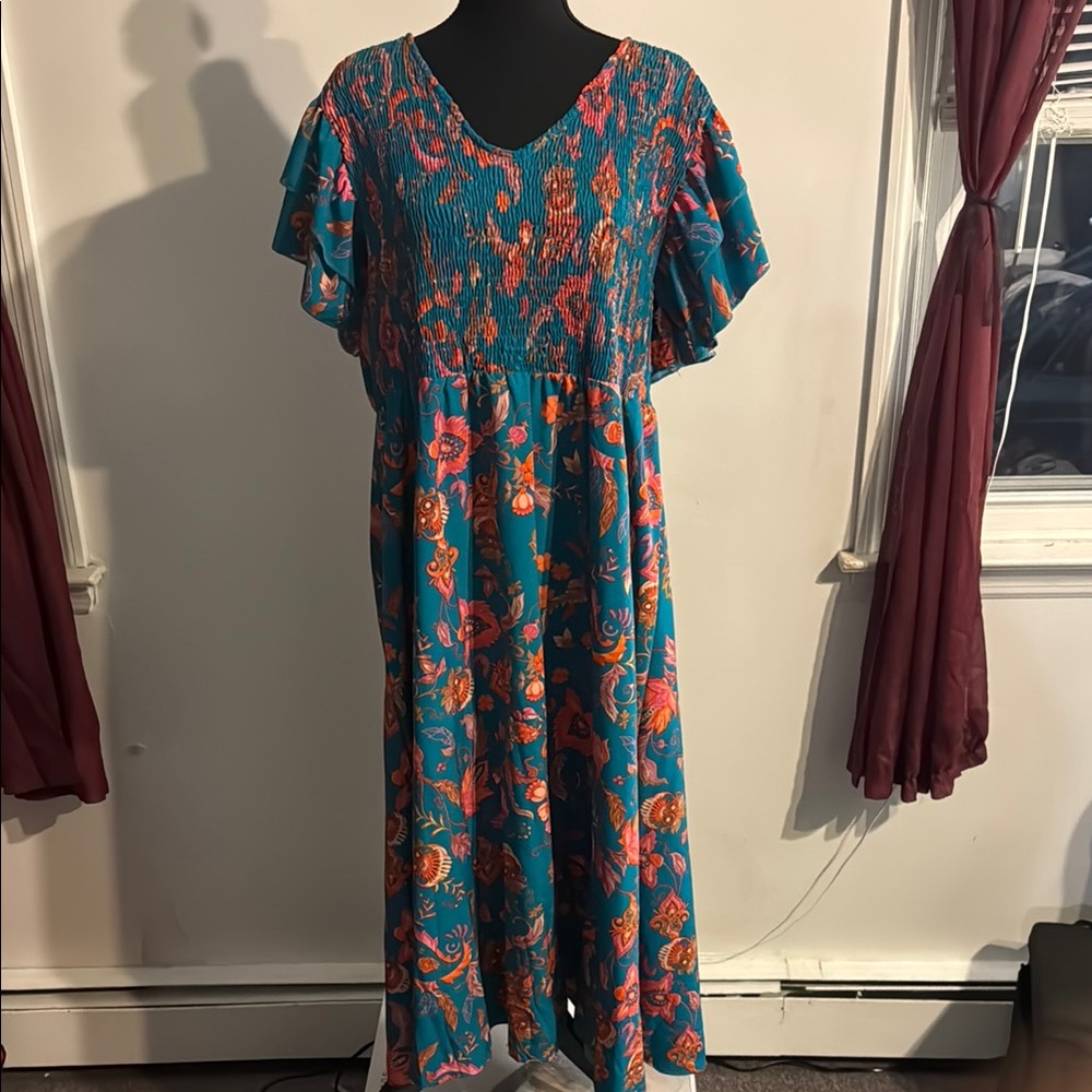 Floral Teal Dress